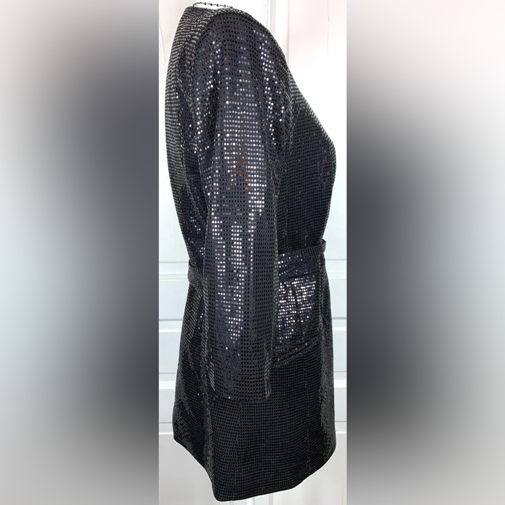 TAHARI Arthur S. Levine Women's Collarless Wrap Jacket with Self Tie - Sequin - Picture 5 of 11
